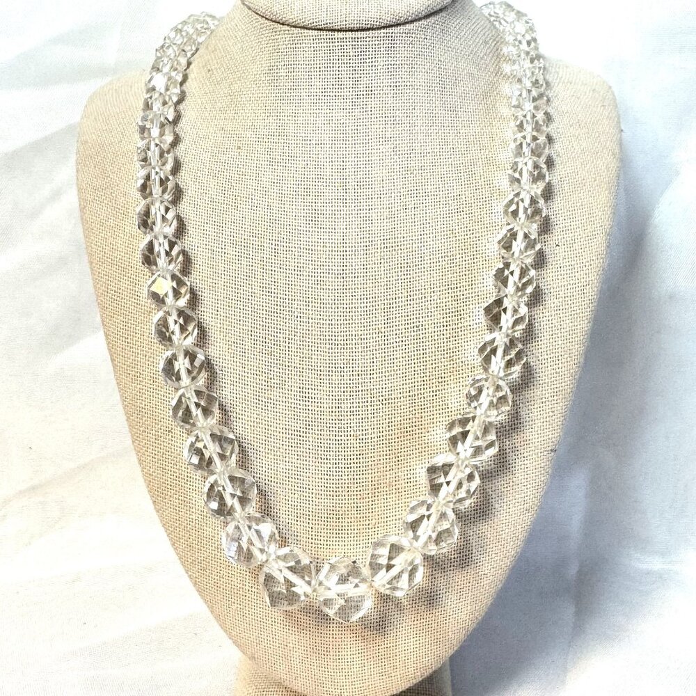 VTG Estate Cut Crystal Glass Faceted Beads Graduated Strand 5-12mm 20" Length